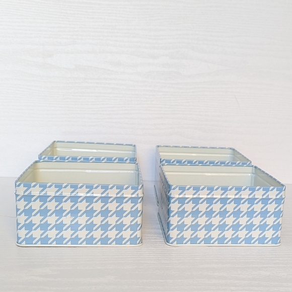 IKEA Tin Storage Boxes, Set of 4 - Blue / White - Picture 3 of 6
